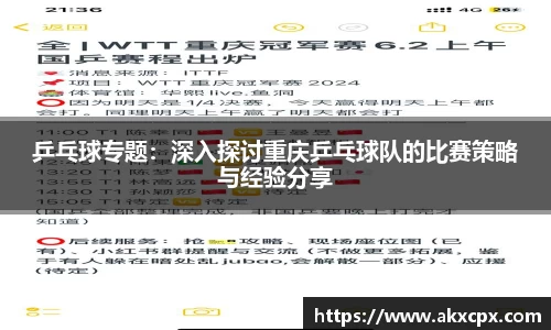 乒乓球专题：深入探讨重庆乒乓球队的比赛策略与经验分享