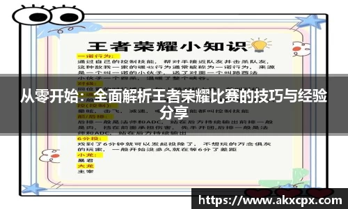 从零开始：全面解析王者荣耀比赛的技巧与经验分享