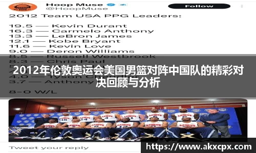 2012年伦敦奥运会美国男篮对阵中国队的精彩对决回顾与分析